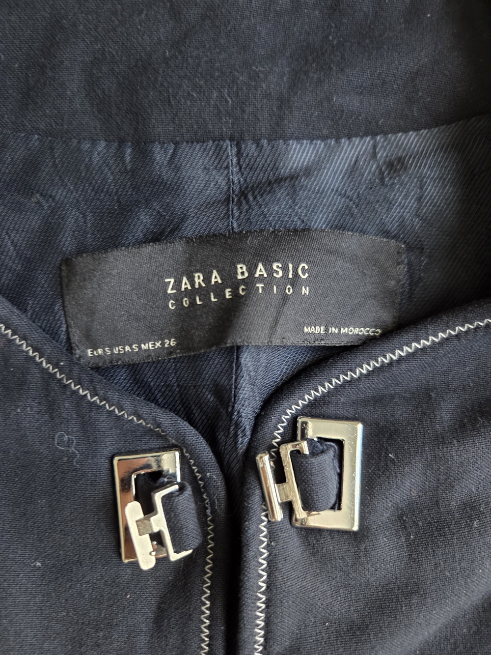 Zara Basic Collection Navy Women's Blazer with Silver Clasp